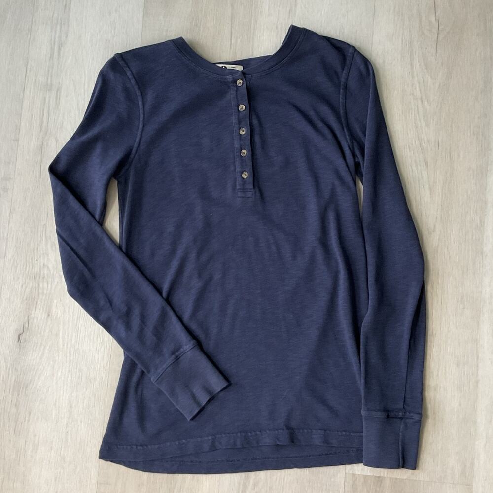 America Giant Casual Button Long Sleeve Top Blue Womens Small